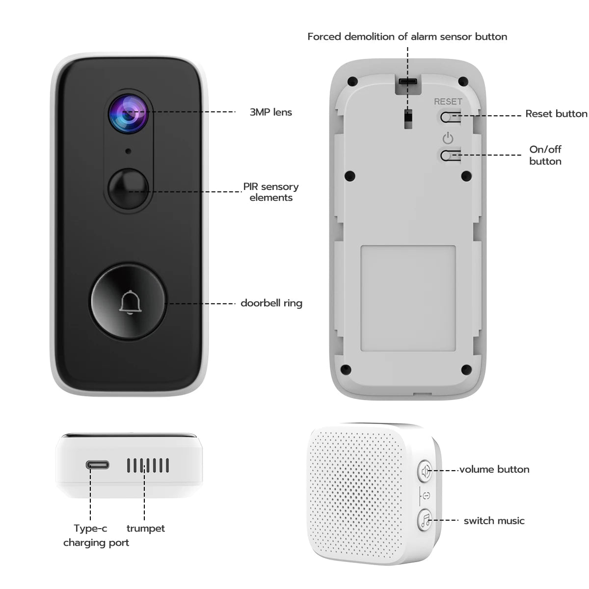 JOOAN Intelligent WiFi Doorbell With Camera Smart Home 3MP WiFi Video Doorbell Outdoor Battery Powered Security Video Intercom c9f98b-b7.myshopify.com