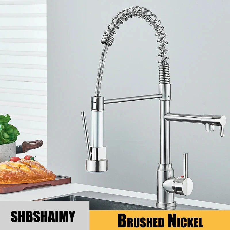 Black Kitchen Sink Faucet Pull Down Hot and Cold Water Mixer2 Mode Tap with Dual Spout 360 Rotation Flexible Deck Mounted c9f98b-b7.myshopify.com