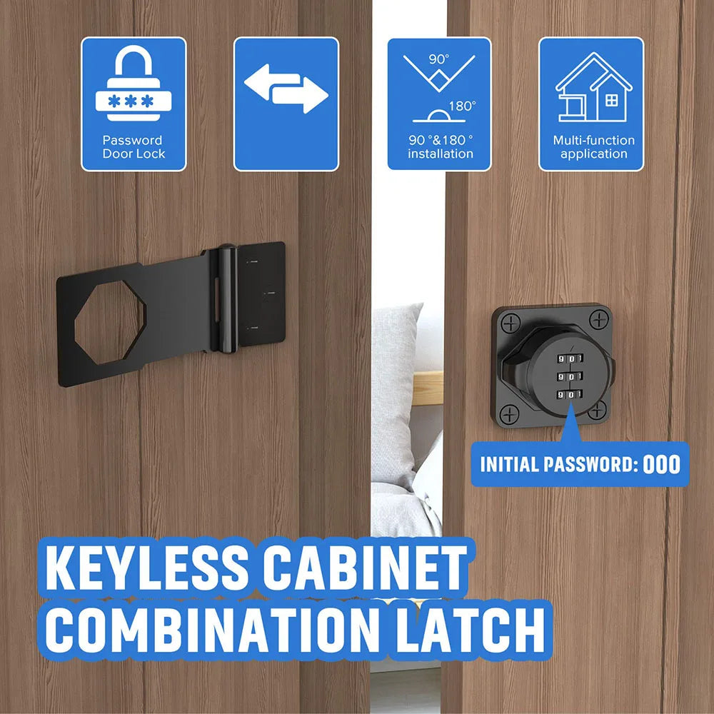 Household Cabinet Password Hasp Locks Cabinet Door Combination Lock Door Security Slide Latch Lock for Small Doors Cabinets Door c9f98b-b7.myshopify.com