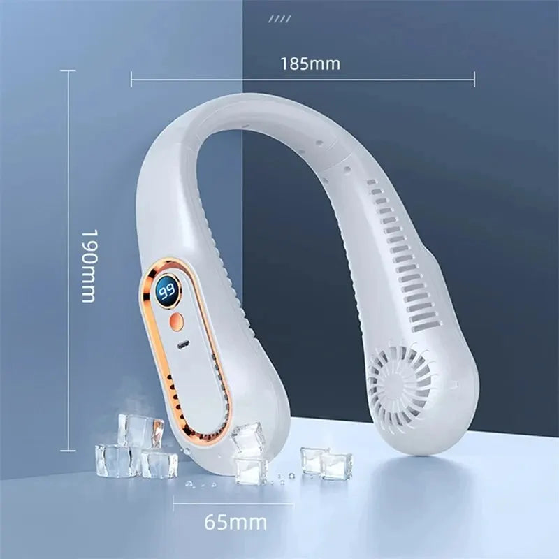 Neck Bladeless Fan Mini Ultra Long Life Portable Lazy Silent Fan Usb Charging Student Sports Office Digital Display Power 5 Gear c9f98b-b7.myshopify.com