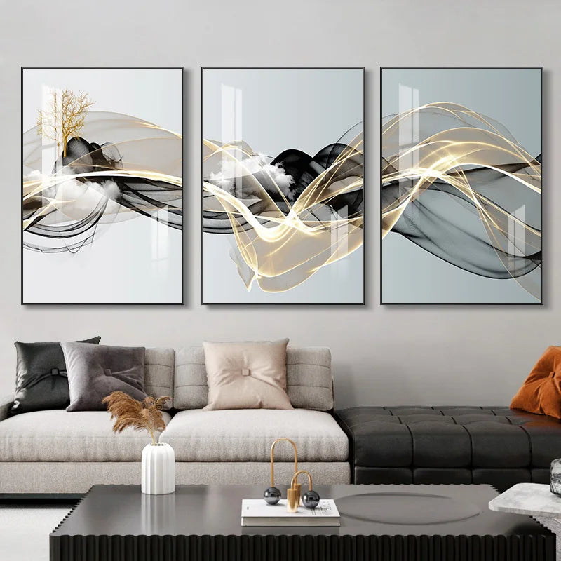 3 Pieces Nordic Luxury Ribbon Abstract Landscape Wall Art Canvas Paintings Modern Gold Deer Poster Print Picture for Home Decor c9f98b-b7.myshopify.com