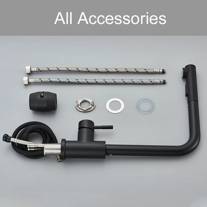 Matte Black Pull Out Kitchen Sink Faucet Two Model Stream Sprayer Nozzle Stainless Steel Hot Cold Wate Mixer Tap Deck c9f98b-b7.myshopify.com