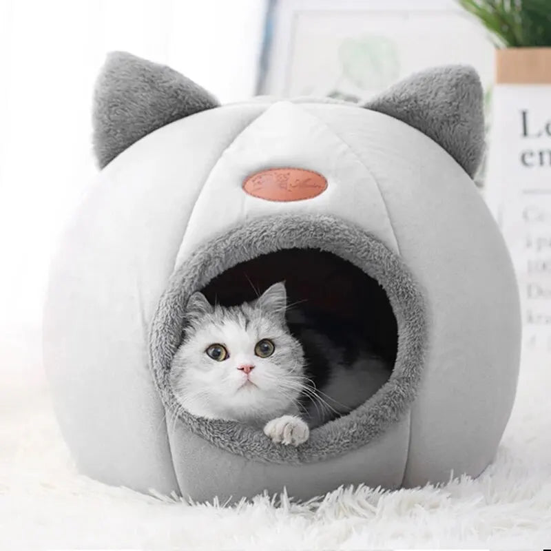 Cat Head Shape Cute And Comfortable Warm Cat House Safe Sleep Cave Non-Slip Semi-Closed Design Four Seasons Universal Cat Nest c9f98b-b7.myshopify.com