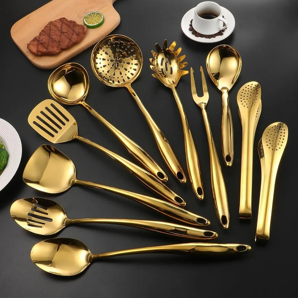 11-Piece 304 Stainless Steel Matte Kitchen Utensils Set - Cooking Tools with Spatula, Spoon, and Ladle c9f98b-b7.myshopify.com