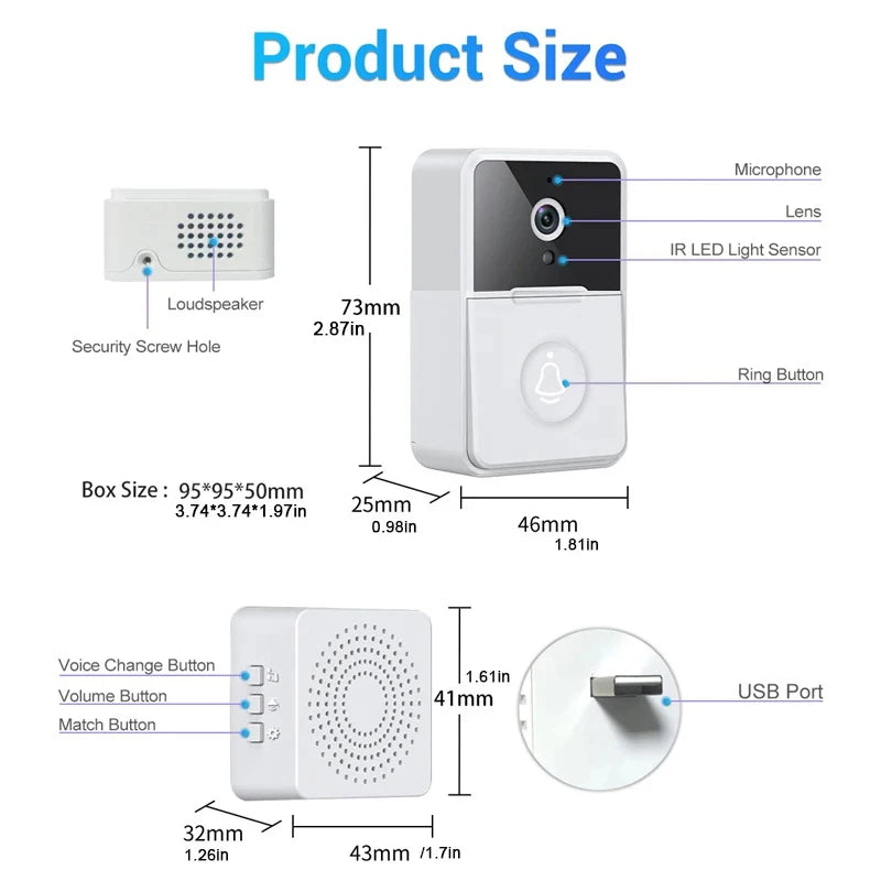 JETTING Wireless Video Doorbell with HD Camera, 2-Way Audio, Night Vision, Motion Detection, and Door Chime c9f98b-b7.myshopify.com