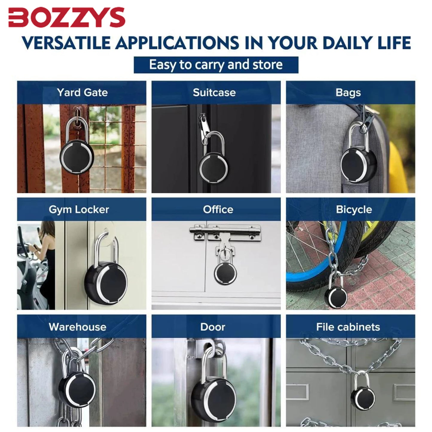 BOZZYS Tuya Smart Fingerprint Lock - Mobile Remote Access, Bluetooth Unlock, Waterproof Zinc Alloy Electronic Lock for Home Use c9f98b-b7.myshopify.com