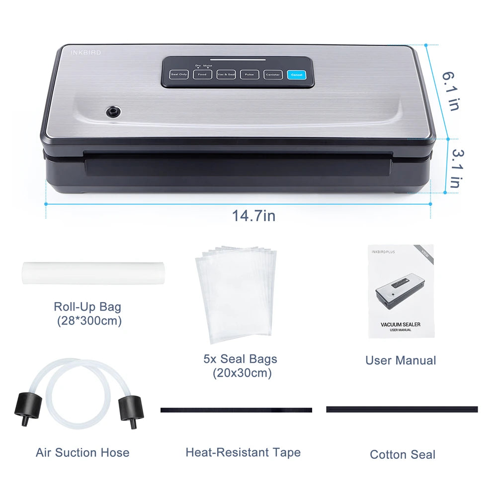 INKBIRD Plastic Bag Sealer Vacuum Sealing Machines With Dry/Moist/Pulse/Canister Packaging Modes Versatile Kitchen Appliances c9f98b-b7.myshopify.com