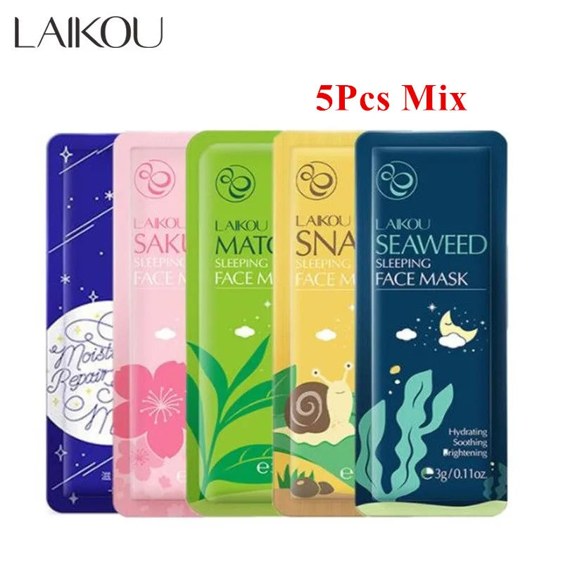 LAIKOU Sakura Seaweed Face Mask Skincare Centella Snail Collagen Facial Mask Sleeping Masks Beauty Korean Skin Care Products c9f98b-b7.myshopify.com