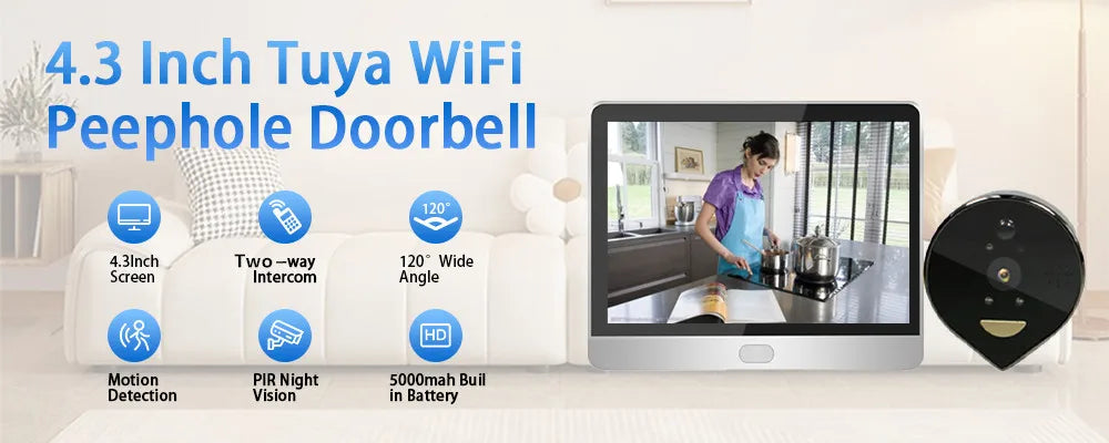 3MP Smart Life Tuya 1080P WiFi Door Bell Eye Peephole Camera c9f98b-b7.myshopify.com