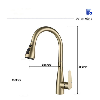 Brushed Gold Pull Out Kitchen Faucet SUS304 Sink Faucet Mixer Tap 360 degree rotation torneira cozinha mixer taps Kitchen Tap c9f98b-b7.myshopify.com