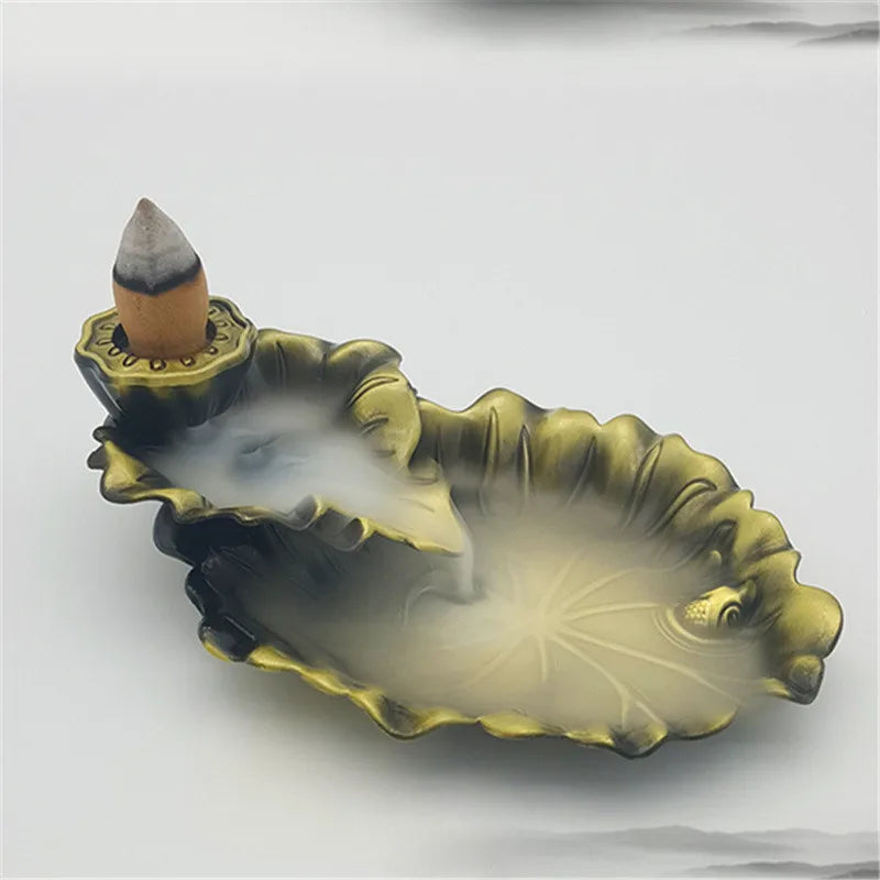 Backflow Incense Holder Leaf Incense Burner Home Decor Aromatherapy Ornament Incense Stick with Backflow Incense Stick c9f98b-b7.myshopify.com